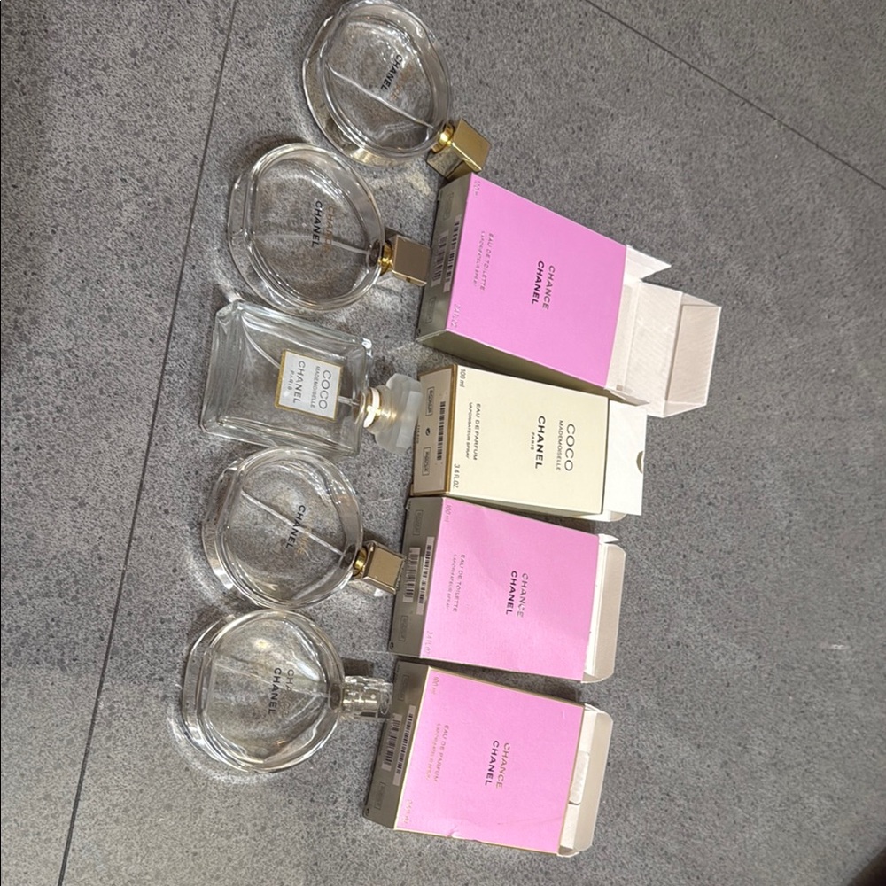CHANEL Perfume Collection with Pink and Gold Accents